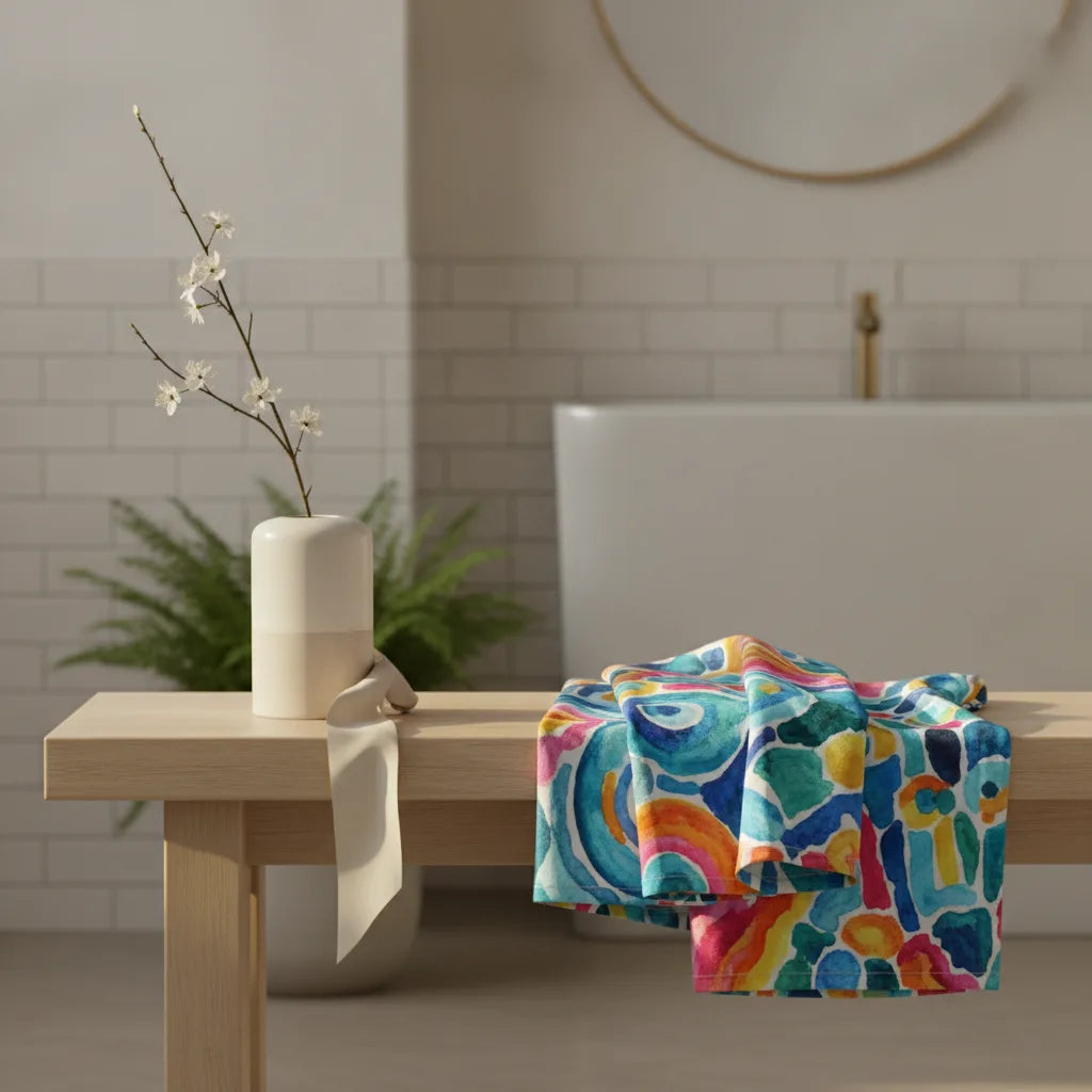 Cadeau de mariage design, le duo de serviettes d'artiste Image