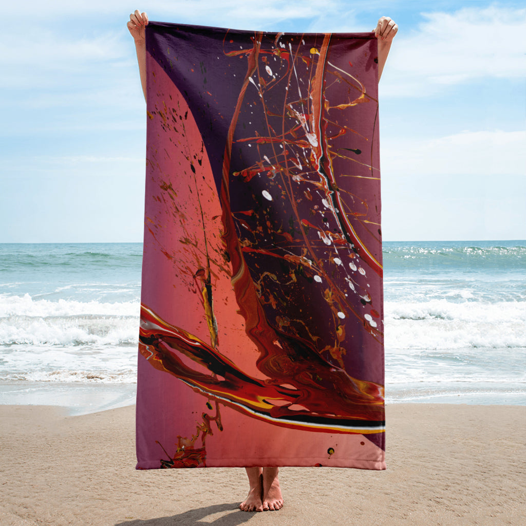 Serviette de plage artistique ERUPTION format classique, impression all-over, design ARTGY7