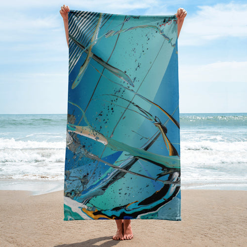 "Serviette de plage LIQUIDO — Collection Essentielle ARTGY7, impression all-over HD 76×152 cm"