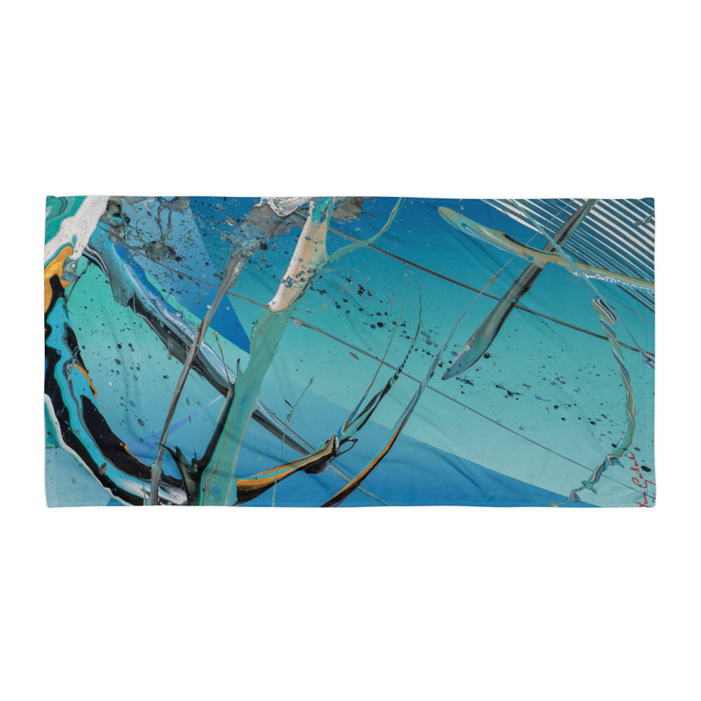 Prod"Serviette de plage LIQUIDO — Collection Essentielle ARTGY7, impression all-over HD 76×152 cm"uct mockup