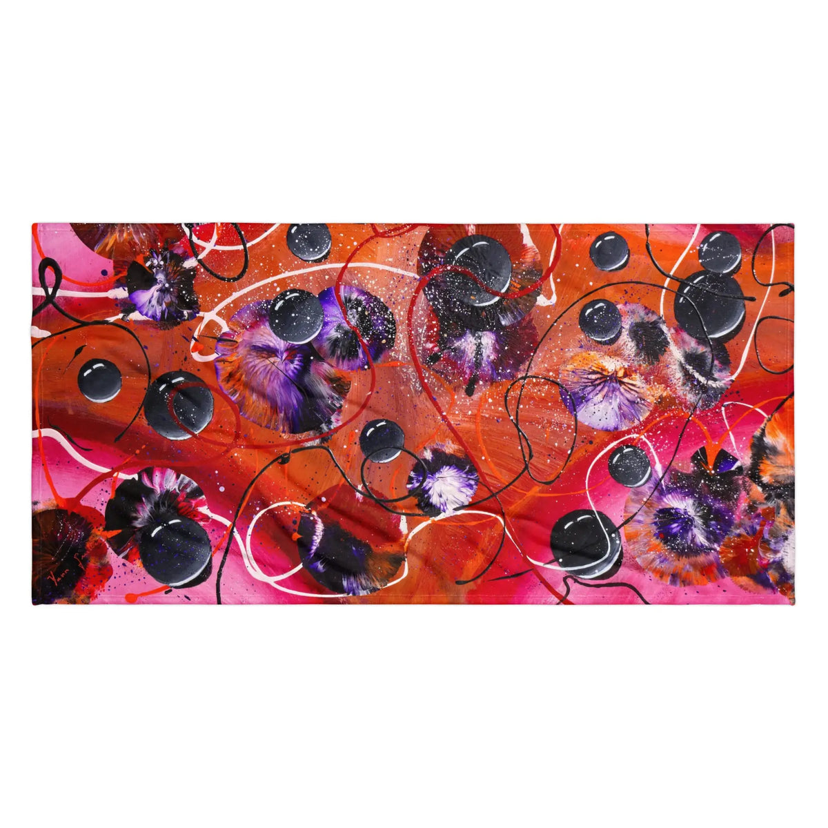 Serviette artistique ATTRACTION à plat — œuvre de Yann Guillerd, impression all-over Collection Essentielle 76×152 cm ARTGY7