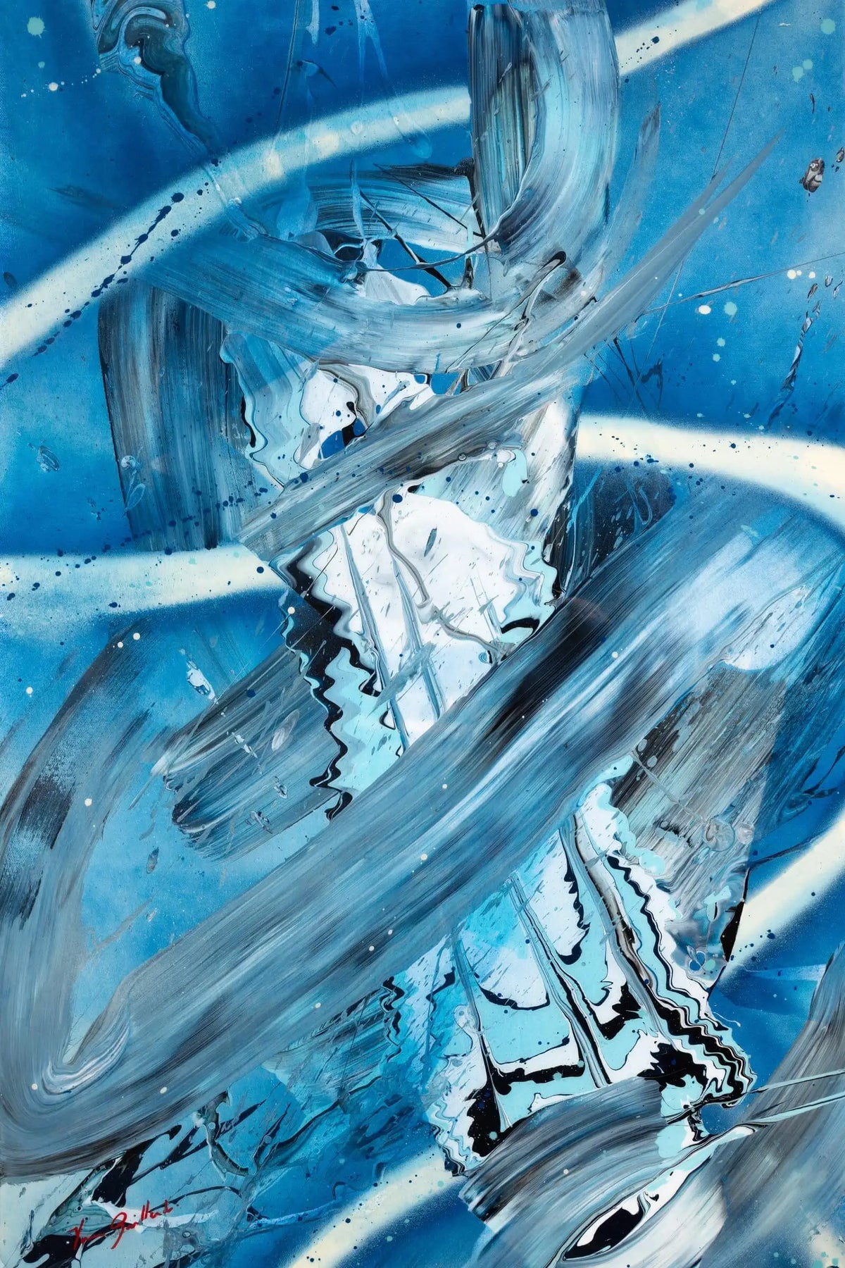 Toile sur fond bleu et ligne blanche Image